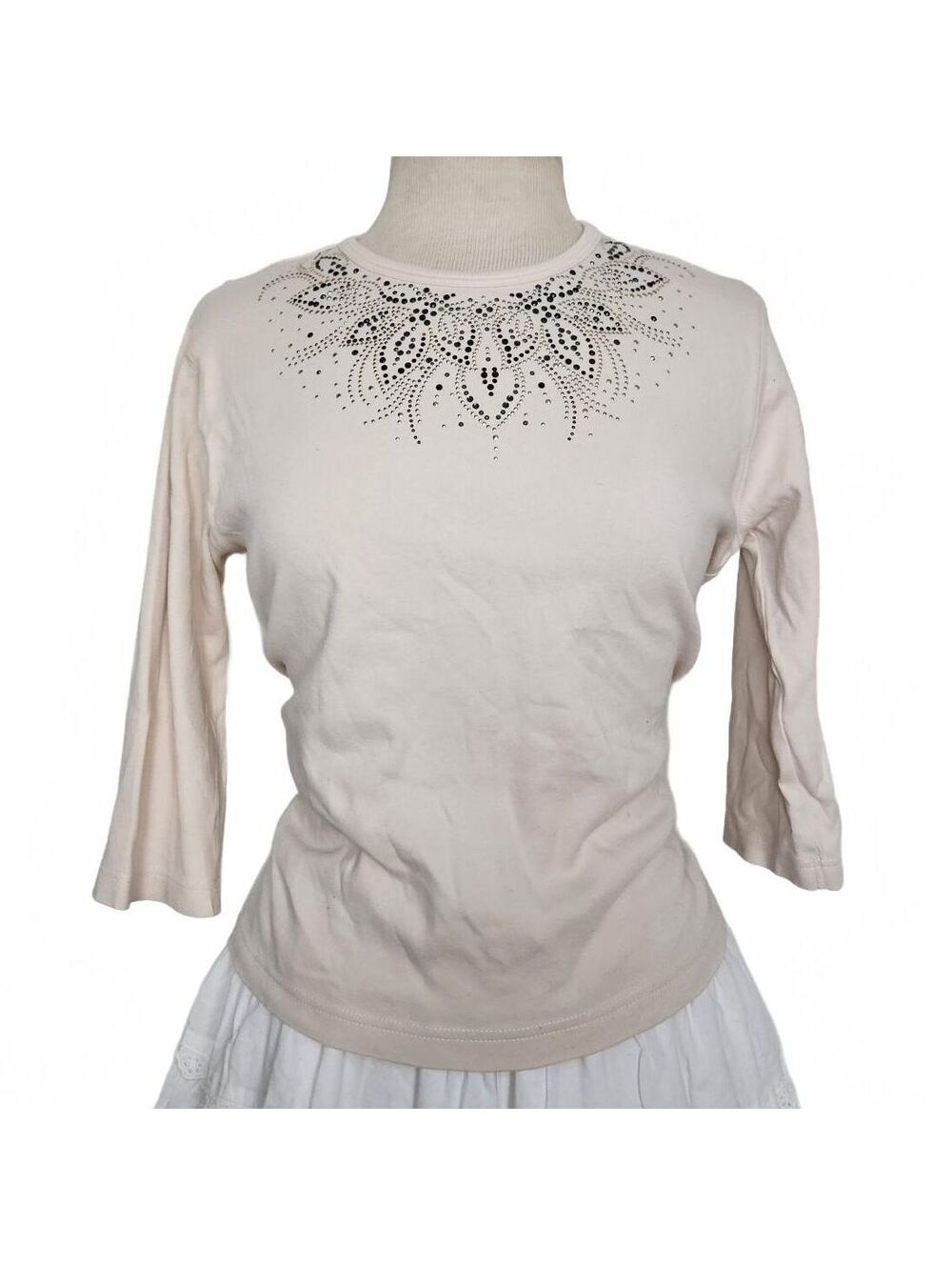 Cotton Rhinestone design top 3/4 sleeve